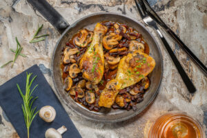 Honighühnchen mit Champignons